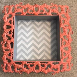 Coral and gray/white chevron Wall Decor